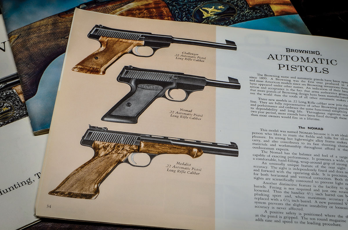 Browning’s 1965 catalog, showing the three models: Challenger, Nomad and Medalist.